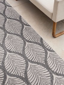 Dywan zewnętrzny dwustronny Duet Liście szaro-kremowy 80 cm x 250 cm