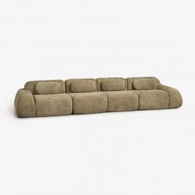 Sofa Modułowy 4-częściowy Z Tkaniny Chenilla Pakowany Próżniowo Merida Szenila Gruba Szałwiowa Zieleń - Sklum