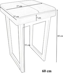 Taboret SOLID tkanina Welur stelaż metalowy STOŁEK LOFT : Kolor Stelaża - Czarny , Kolor tkaniny - VELVET - MG15, Typ tkaniny - Velvet, Wysokość - 60 cm