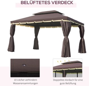 Outsunny Pawilon Ogrodowy 390x290cm - Namiot Ogrodowy z Moskitierą na Grill i na Zimne Piwo | Aosom PL