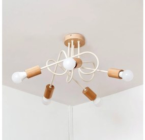 Žyrandol natynkowy OXFORD 5xE27/15W/230V sosna/kremowy