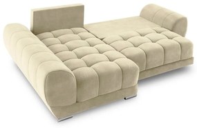 Beżowy rozkładany narożnik z aksamitnym obiciem Windsor &amp; Co Sofas Nuage, lewostronny