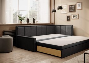 Sofa rozkładana z funkcją spania FULGEO czarna/szara prawa ELTAP