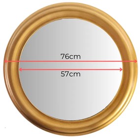 Lustro w złotej, okrągłej ramie , średnica 76cm