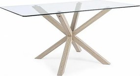 Prostokątny szklany stół z naturalną nogą 160X90 cm - MAY
