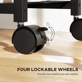 HOMCOM Mobilna podstawka pod drukarkę z gniazdkami portami USB i USB-C do 40 kg rustykalny brąz | Aosom PL