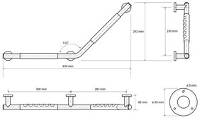 Uchwyt ścienny ze stali nierdzewnej do łazienki 71,5 cm 135° Left – Sapho