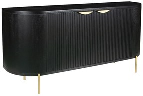 Komoda 2-drzwiowa z drewna mangowca i złotego metalu - Czarny - NEVILI marki Maison Céphy