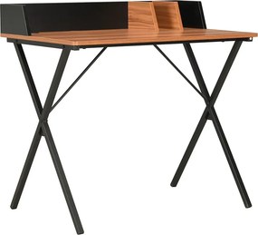 Biurko w stylu loft z przegródkami czarny + brązowy L5-D50