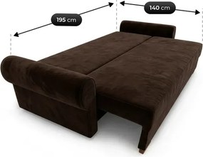 Sofa z Funkcją Spania RELON Brązowa Glamour