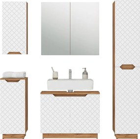 Zestaw mebli łazienkowych dąb/biały ze strukturą płytek 79.6x32x62.1 lotta