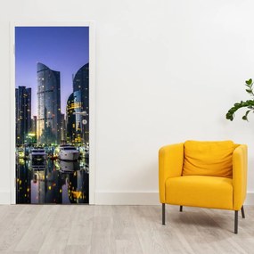 Fototapeta na drzwi - Jachty i drapacze chmur (95x205cm)