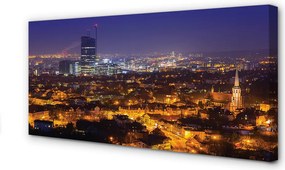 Obraz na płótnie Nocna Panorama Gdańska