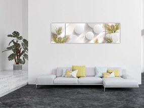 Obraz - 3D koła z kwiatami (170x50 cm)