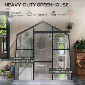 Outsunny Szklarnia Aluminiowa Czarna 192x192x204cm | Aosom PL