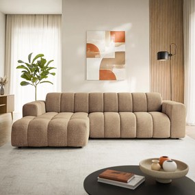 Masseno Narożnik SETIA Lewostronny L-Kształtny, Nowoczesna Sofa narożna, Tkanina Strukturalna - Beżowy, ARAGON 14