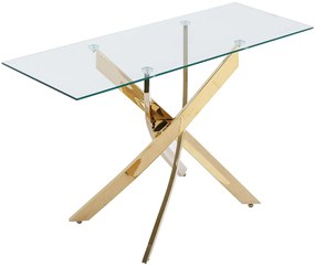 Konsola ze szkła hartowanego i pozłacanego metalu - Transparentny - COSIMA