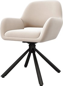 Zestaw 6 welurowych krzeseł obrotowych z podłokietnikami – beżowy