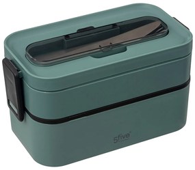 Lunch box do pracy, 2 przegródki + sztućce, 1,4 l