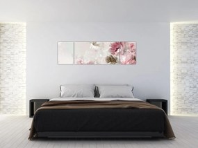 Obraz - Malowanie różowych kwiatów (170x50 cm)