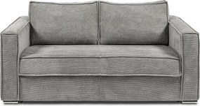 Kanapa 3-osobowa rozkładana typu express z jasnoszarego sztruksu - Miejsce do spania 140 cm - Materac 14 cm - LORETO