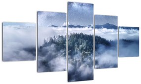 Obraz lasu we mgle (125x70 cm)