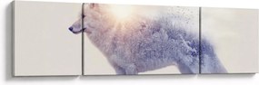 Obraz - Wilk arktyczny odzwierciedla dziki krajobraz (170x50 cm)