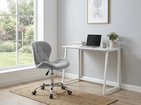 Zestaw do gabinetu ZARIMO stół 80x40 cm, biały + krzesło AVOLA VELVET, jasnoszary