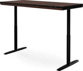 Biurko elektryczne sit-stand z szufladą i ładowarką bezprzewodową Qi czarne/orzech, 1600 mm: ELLIS