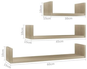 Zestaw modułowych półek ściennych dąb sonoma - Baffic 3X