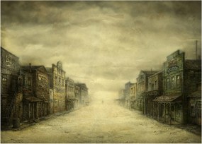 Obraz westernowego miasteczka (70x50 cm)