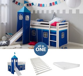 Łóżko piętrowe 90x200 cm Niebieskie