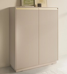 Wysoka komoda ryflowana Royal KW104, kolor beż piaskowy
