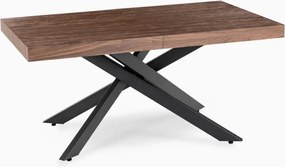 Stół Prostokątny Rozkładany HAMPTON 160-240 cm Orzech/Czarny do Jadalni Nowoczesny Loft