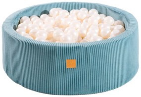 Turkusowy sztruksowy basen z kulkami ø 90x30 cm Montessori – Meowbaby