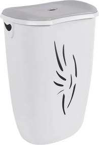 Kosz na pranie Flora 40 L betonowo-szary i bielony z ażurową frontową ścianką nowoczesny design 40x30x57 cm