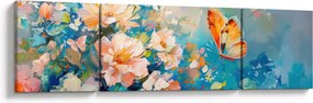 Obraz - Motyl i kwiaty, obraz olejny II. (170x50 cm)