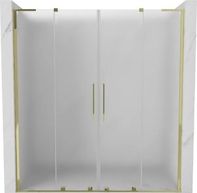 Mexen Velar L Duo drzwi prysznicowe rozsuwane 200 cm, szron, złote - 871-200-003-32-50