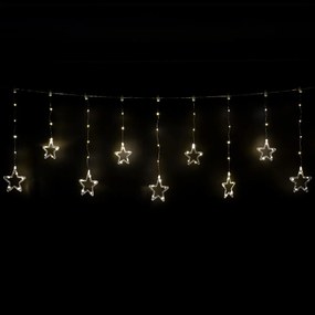 Kurtyna świetlna zewnętrzna Stars, 200 x 60 cm, LED, ciepła biała, timer, 8 funkcji, na baterie, 200 cm