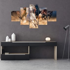 Obraz - Konie na pustyni (125x70 cm)