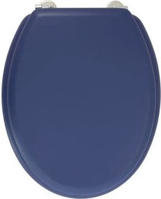 Deska WC Dolce z formowanego drewna w kolorze granatowym z solidnymi zawiasami ze stali nierdzewnej, matowym wykończeniem i wymiarami 47x38 cm