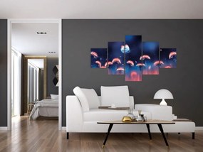Obraz dmuchawca z niebieskim motylem (125x70 cm)