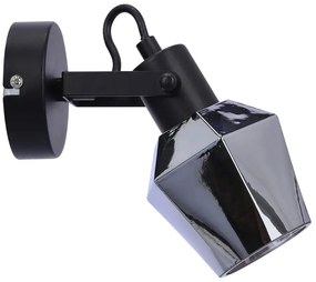Czarny kinkiet z kloszem ze szkła dymionego - Z052 C3-S64
