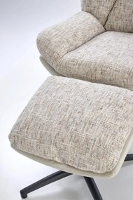 Fotel tapicerowany PESTO beżowy obrotowy z podnóżkiem HALMAR