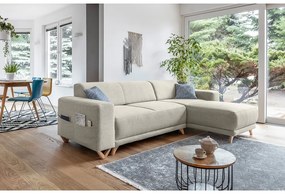 Beżowy rozkładany/ze schowkiem narożnik Classy Sophie – Miuform