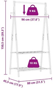 Wieszak na ubrania z półkami i kółkami 96cm - Tempra 3X