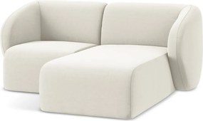 Beżowy aksamitny narożnik (prawostronny/z szezlongiem) Lani – Makamii