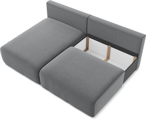 Szary aksamitny rozkładany/ze schowkiem narożnik (lewostronny/z szezlongiem) Kalena – Makamii