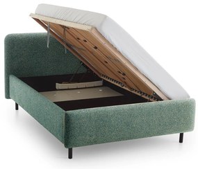Ciemnozielone tapicerowane łóżko dwuosobowe ze schowkiem ze stelażem 180x200 cm Primo – Meise Möbel