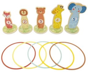Tooky toy rzut do celu drewniana gra zręcznościowa obręcze 15 el.